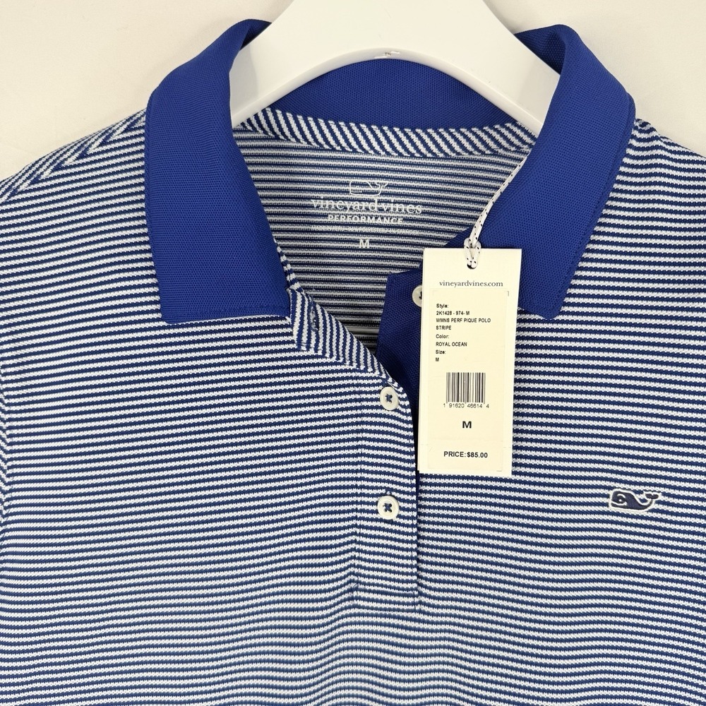 Vineyard vines Women's Performance Pique Polo ROYAL OCEAN SZ-M NWT (PTP 19.5in) - Picture 15 of 16